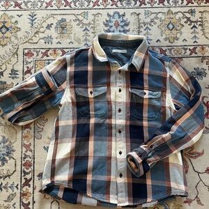 Outerknown Men’s Plaid Shirt - Blue, Cream, and Brown